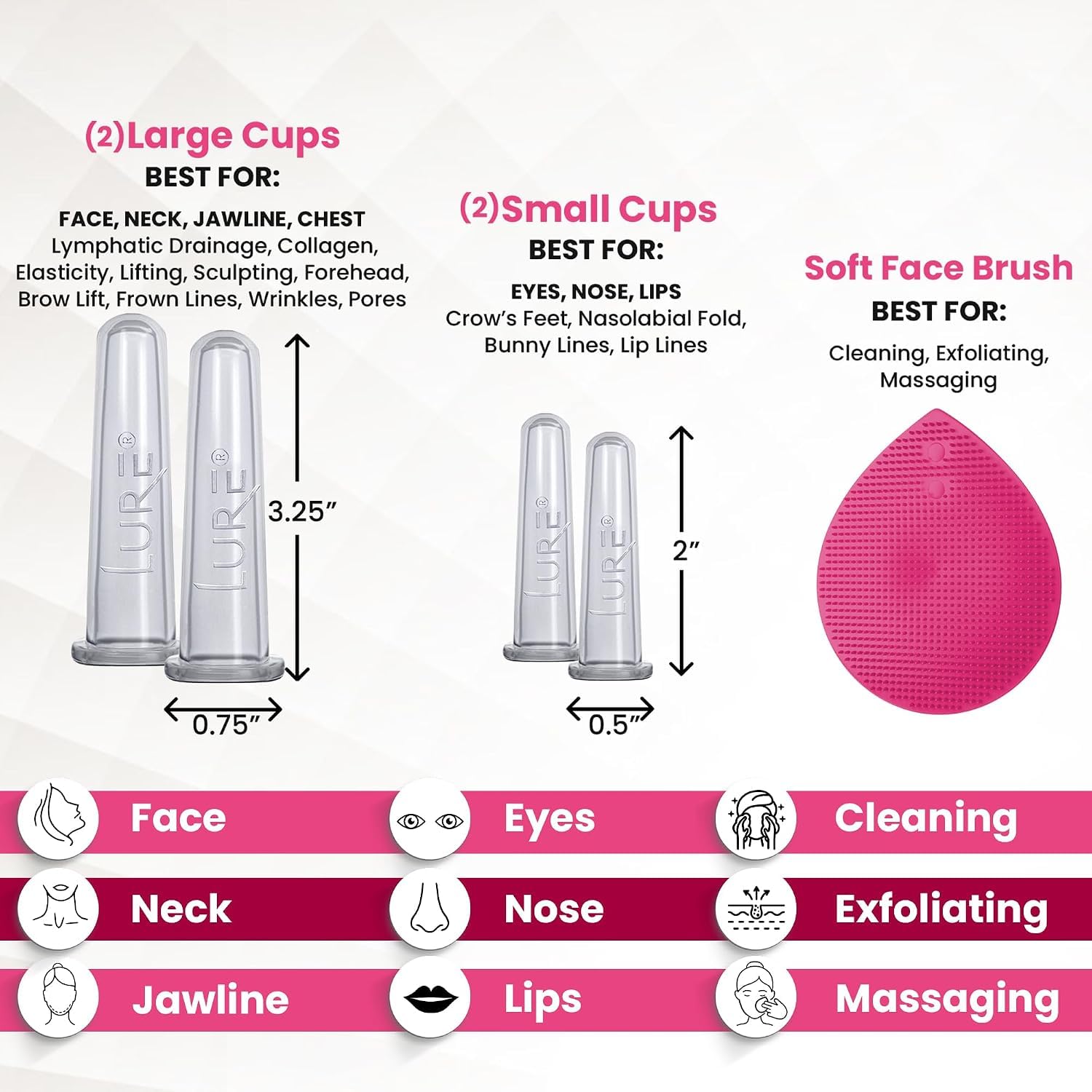 Lure Face Cupping Facial Face Eyes and Decolletage Rejuvenation Set