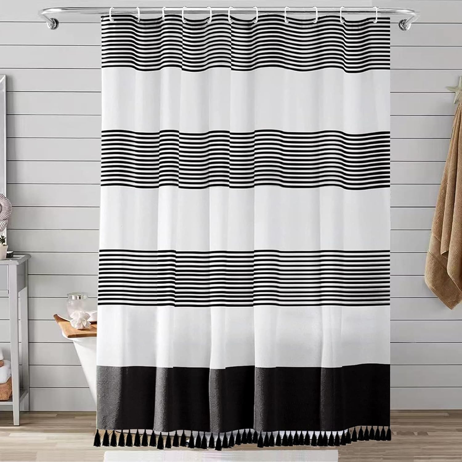 Amazon.com: bufftieo Black and White Shower Curtain for Bathroom Boho ...