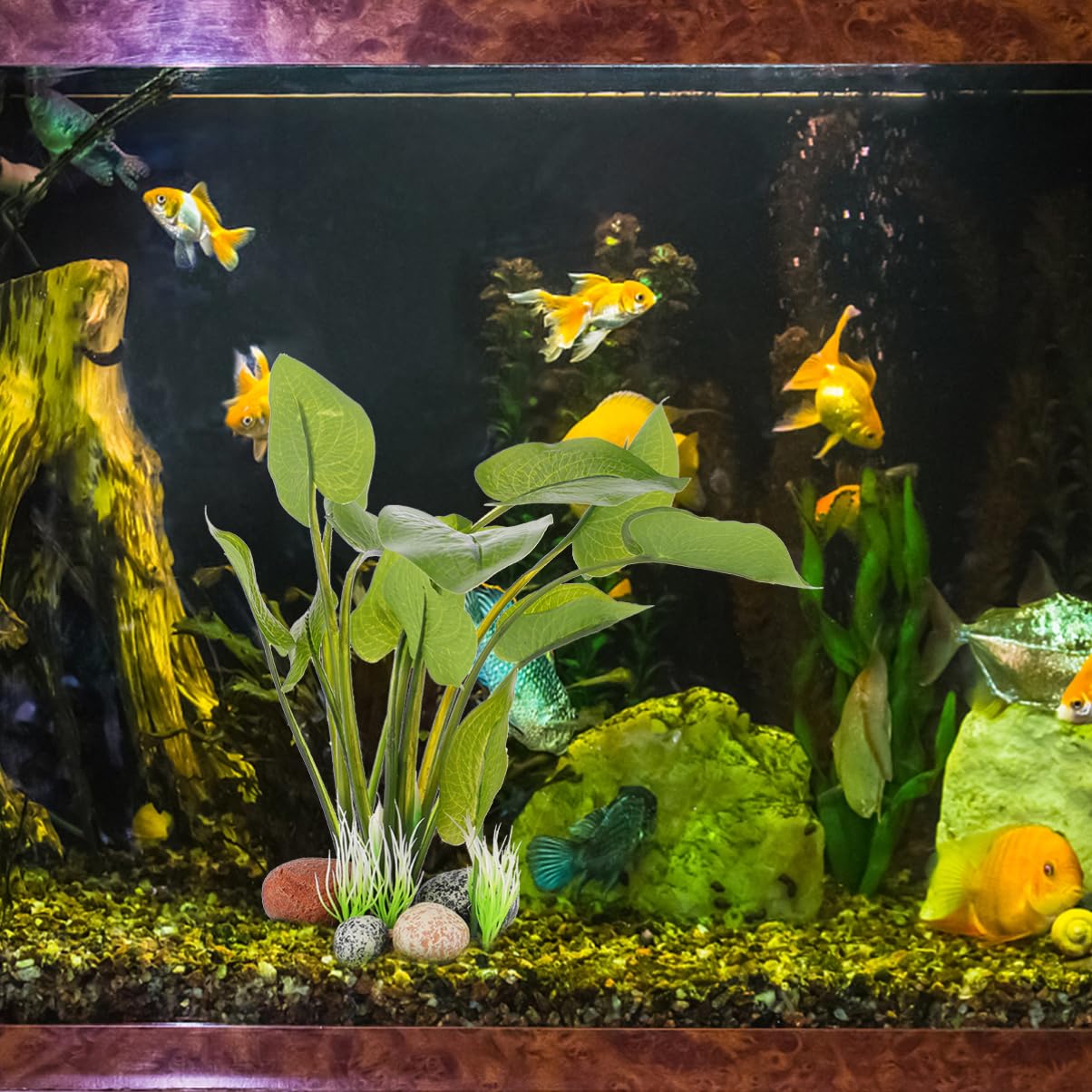 BESPORTBLE 2 Juegos De Hojas Artificiales Plantas De Césped Acuático Decoración De Plantas De Pecera Madera Flotante De Pared Falsas para Acuario Falsas Adornos para