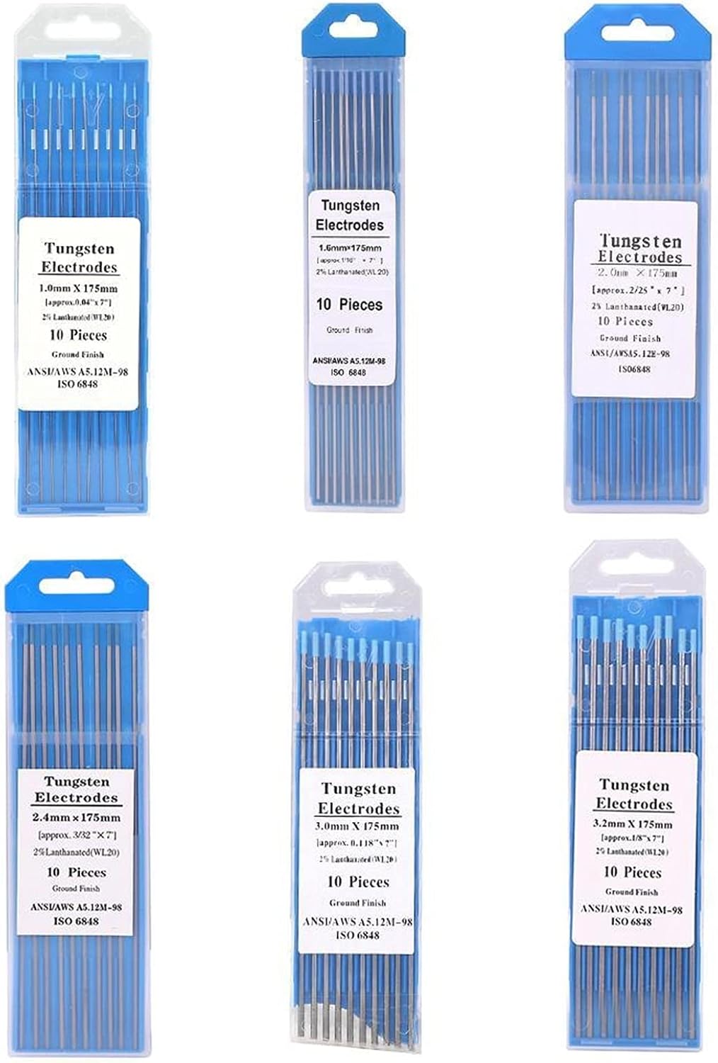 10pcs/Set 175mm WL20 Lanthanum Tungsten Electrode Weld Rods for Welding Machine 1.0/1.6/2.0/2.4/3.0mm Diameter Tig Rods Welding Rods Welding Sticks(1.6x175mm)