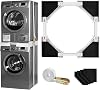Universal Stacking Kit for Washer and Dryer, Adjustable Stacking Frame Kit Fit for 46-70 cm Washing Machine and Tumble Dryer, Stacking Shelf with Ratchet Ropes and Anti-Vibration Pads for Saving-space [Energy Class A]