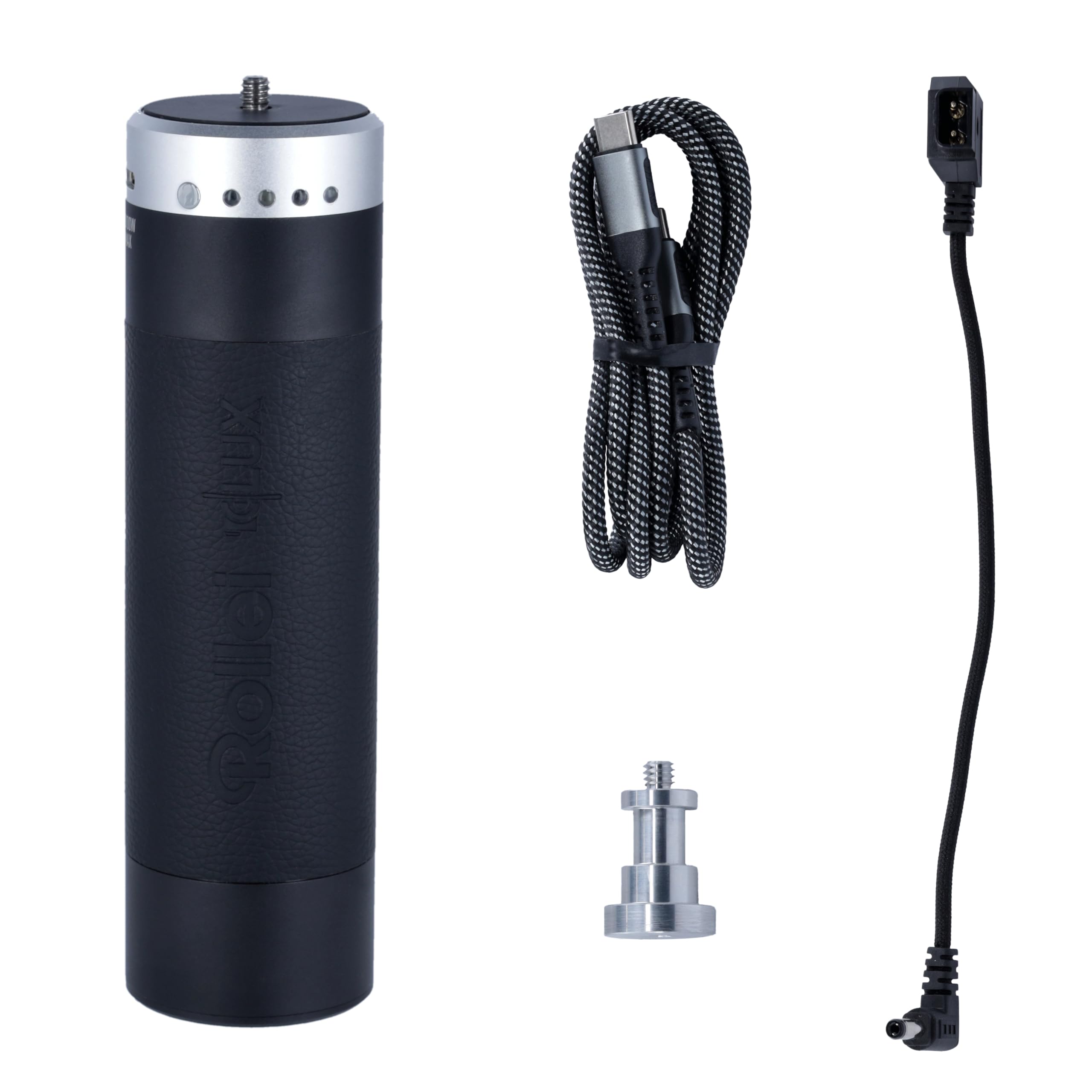 Rollei Impugnatura batteria | 99 Wh | per serie LUX | Compatibile con luci Rollei LUX | potente batteria da 99 Wh | Connettori D-Tap & USB-C