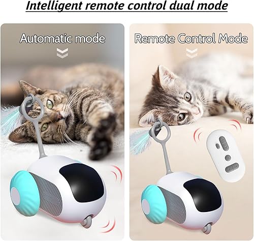 Miniatura 2 de PAKESI Juguete eléctrico inteligente para gatos con control remoto, juguetes interactivos para gatos de interior, juguete móvil automático de