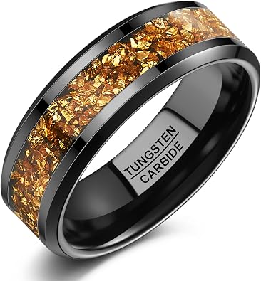 NUNCAD Black Tungsten Rings for Women Men