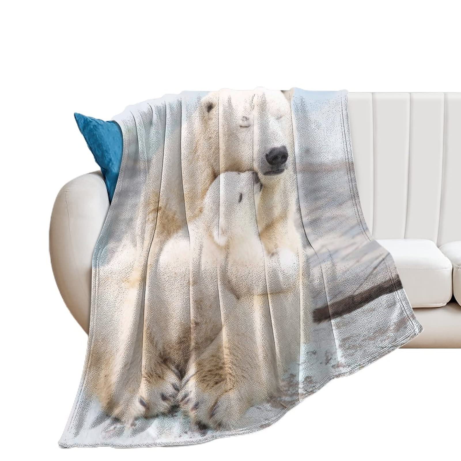 Couverture ours polaires contre le froid, flanelle douce lit et sofa
