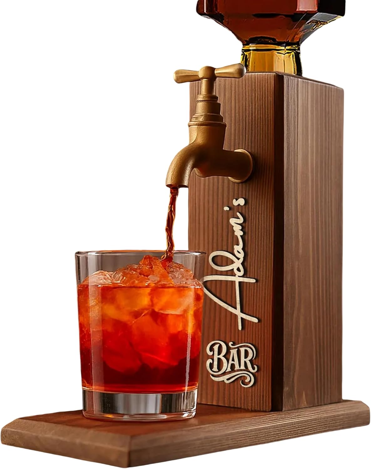 Ladin Pillar Wooden Liquor Dispenser – Premium Rustic Alcohol Tap with Stand for Home Bar – Unique Beverage Server & Drink Essential for Parties & Christmas Gift