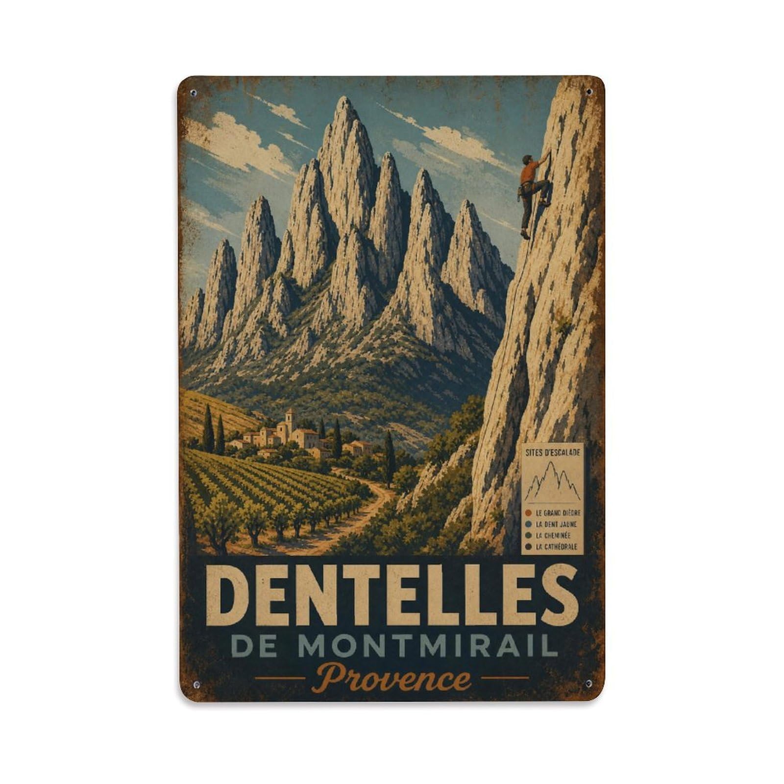 Gead 8X12inch Style Vintage Travel Dentelles Provence Peaks Metal Tin Sign