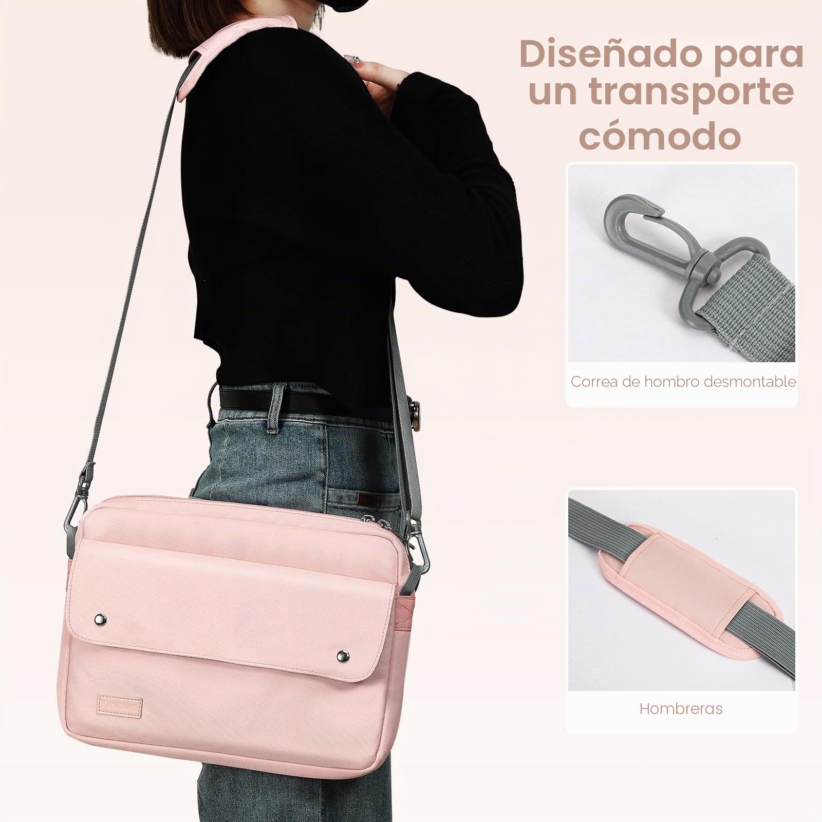 TiMOVO 9-11" Funda de Tableta con Bandolera para iPad 10ª Gen. 10.9", iPad 9ª/8ª/7ª Gen. 10.2", iPad Air 11/Air 5ª/4ª Gen. 10.9",Galaxy Tab A9+/A9 Plus 11", Rosa