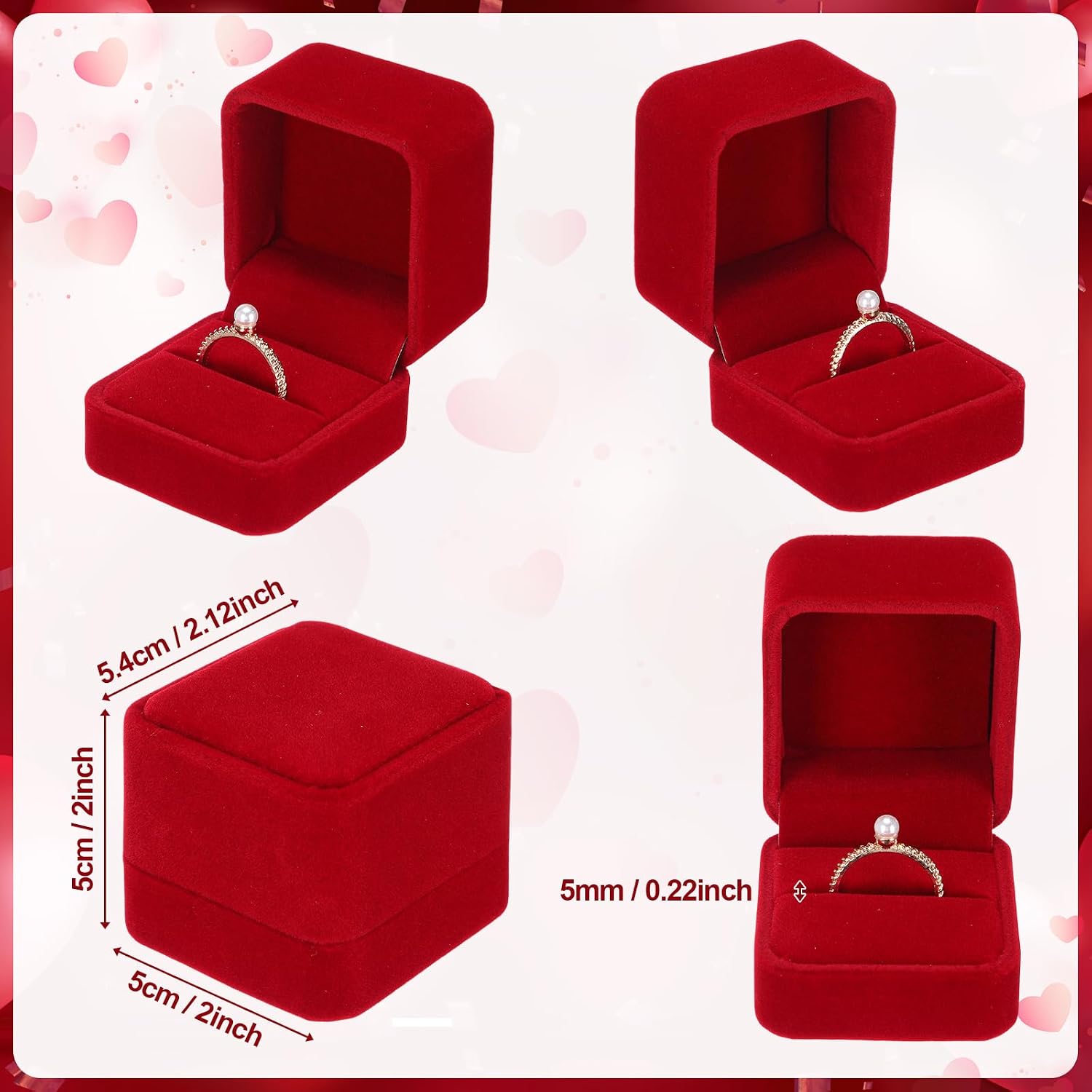 Geosar 70 Pcs Velvet Ring Boxes Bulk for Jewelry Display Wedding Ceremony Engagement Ring Box Earring Jewelry Display Case for Wedding Birthday Anniversary Proposal, 2.12 x 2 x 2 Inch image 2