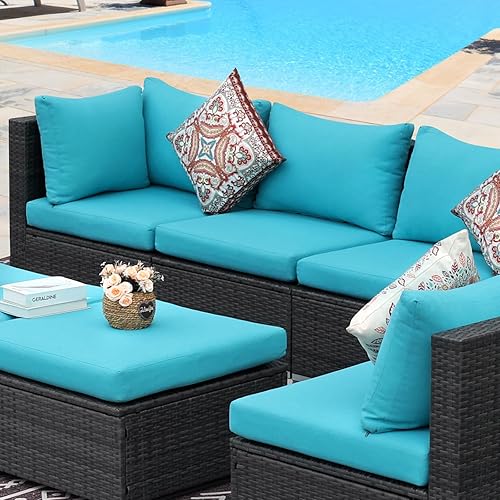 Miniatura 6 de RADIATA 14 fundas de cojín de repuesto para sofá al aire libre para muebles de patio, fundas de cojines para respaldo (azul claro, 662)