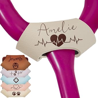 Nurse Stethoscope Name Tag Personalized Leather Tags Custom Engraved Stethoscope ID Tag Charms Nurse Accessories Graduation Nurses Week Gifts for Medical Assistant Doctor Work
