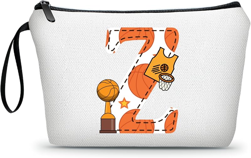 Necessaire de maquiagem ARIOSEY com zíper e estampa de basquete, 22,86 x 5,08 x 16 cm, 1 unidade