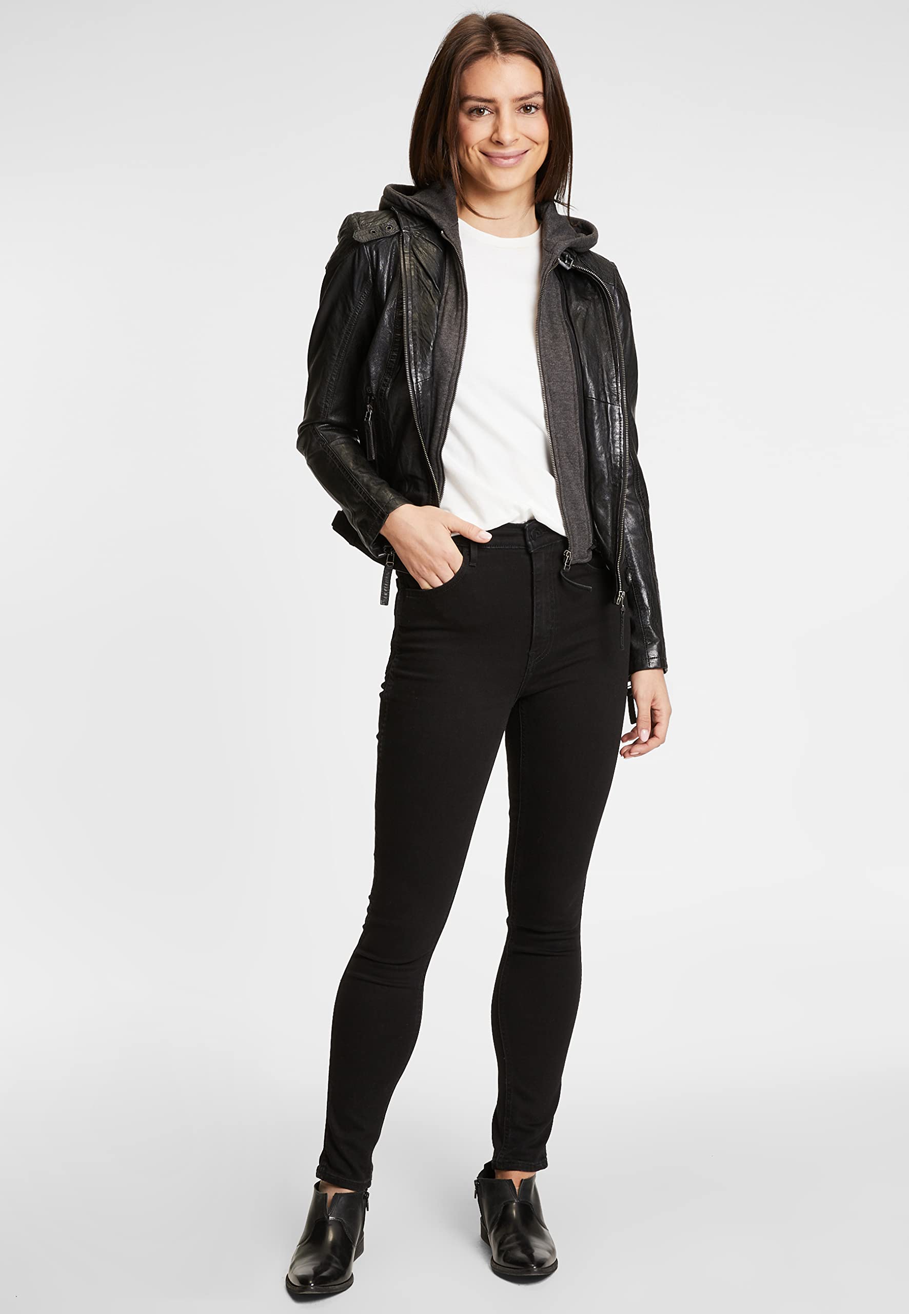 Mauritius Cacey LEGV Frauen Lederjacke schwarz Basics, Biker, Casual Wear