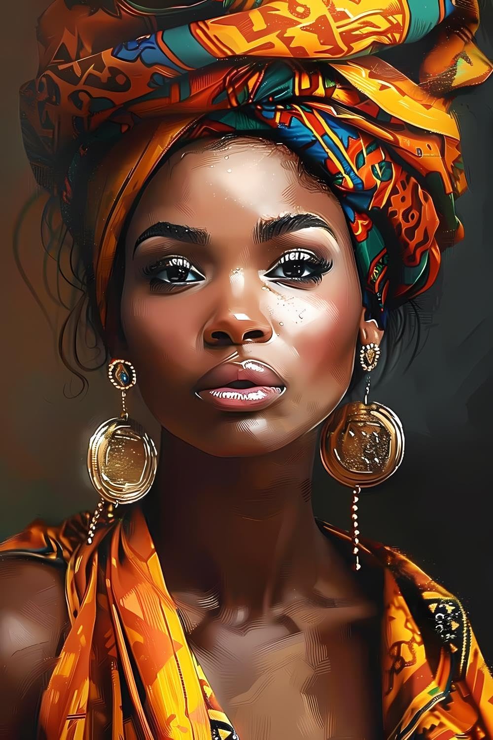 5D Diamond Painting KitsAfrican American Woman in Fashion Diamond Art Kits for Adults DIY African American Round Full Drill Paintings with Diamonds Gem Art for Adults Home Wall Decor 16x20 inch