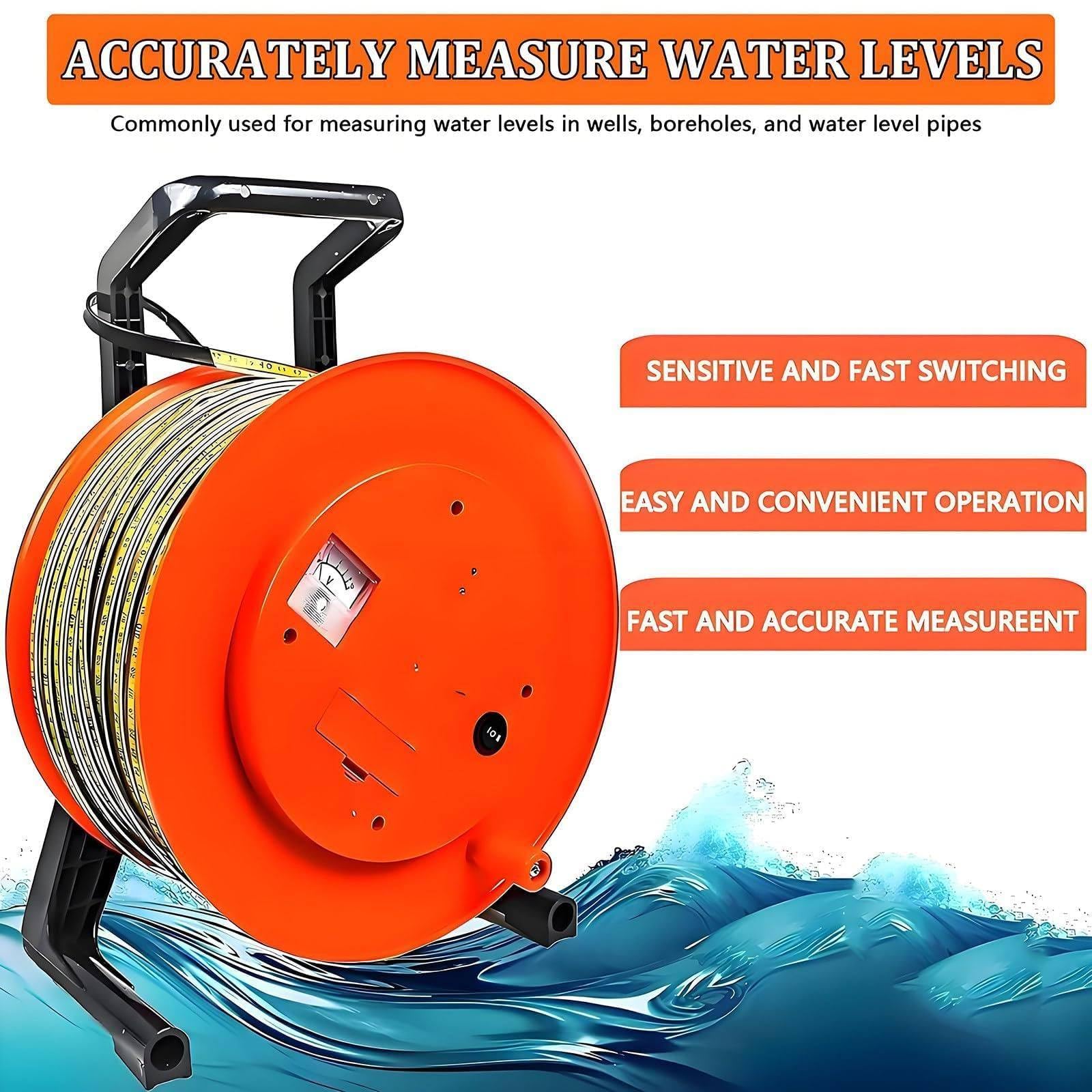 Wasserstandsmesser mit Stahlband 656ft/200m
