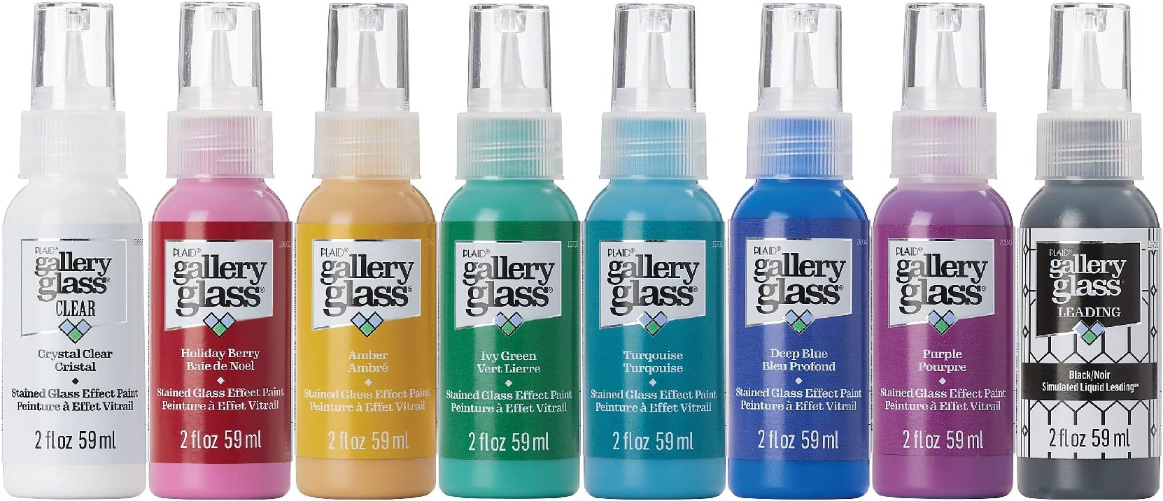 Gallery Glass Jewel Tones PROMOGGJL22 Stained Kit, 8 Piece Glass Paint Set for DIY Arts and Crafts, Perfect for Beginners and Artists