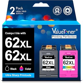 Valuetoner 62XL Printer Cartridges Compatible with HP 62 Printer Cartridges for OfficeJet 5740 5742 5744 200 250 for Envy ...