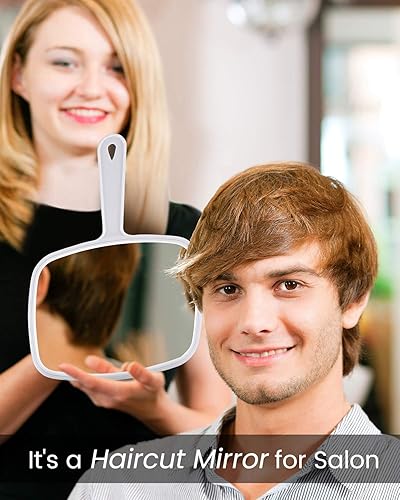 Miniatura 5 de PROTECLE Espejo de mano, espejo de maquillaje de mano con mango para peluquería de peluquería (blanco cuadrado 10.3 x 7.4 pulgadas)