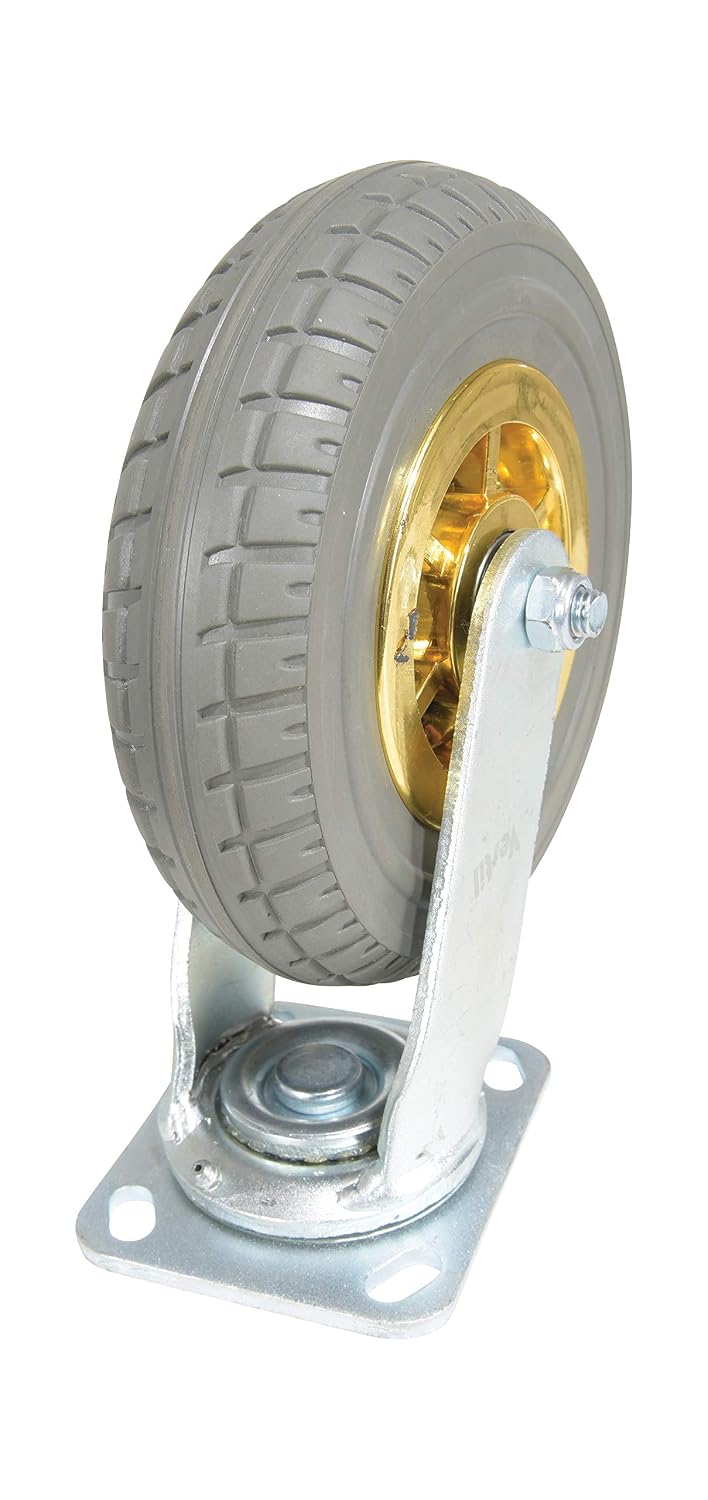 Vestil CST-VE-8X2FF-S Flat-Free Swivel Caster 8 in. Diameter x 2 in. Width 661 Lb. Capacity Dark Gray/Gold