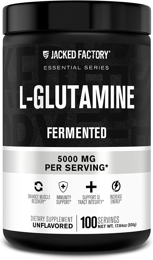 Jacked Factory L-Glutamine Powder 100 Servings Vegan Fermented
