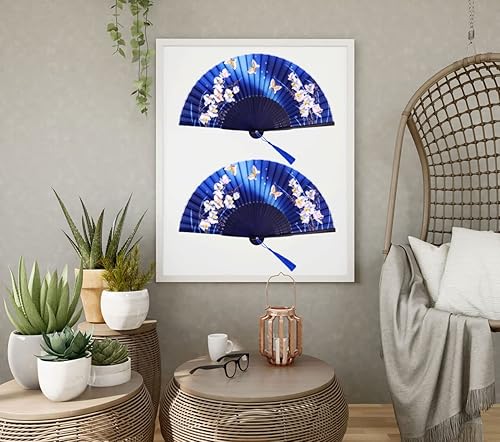 Miniatura 10 de Amajiji Abanico de mano plegable para mujer, estilo chino japonés vintage, de seda de bambú, abanicos plegables de mano para fiestas, bodas, bailes,