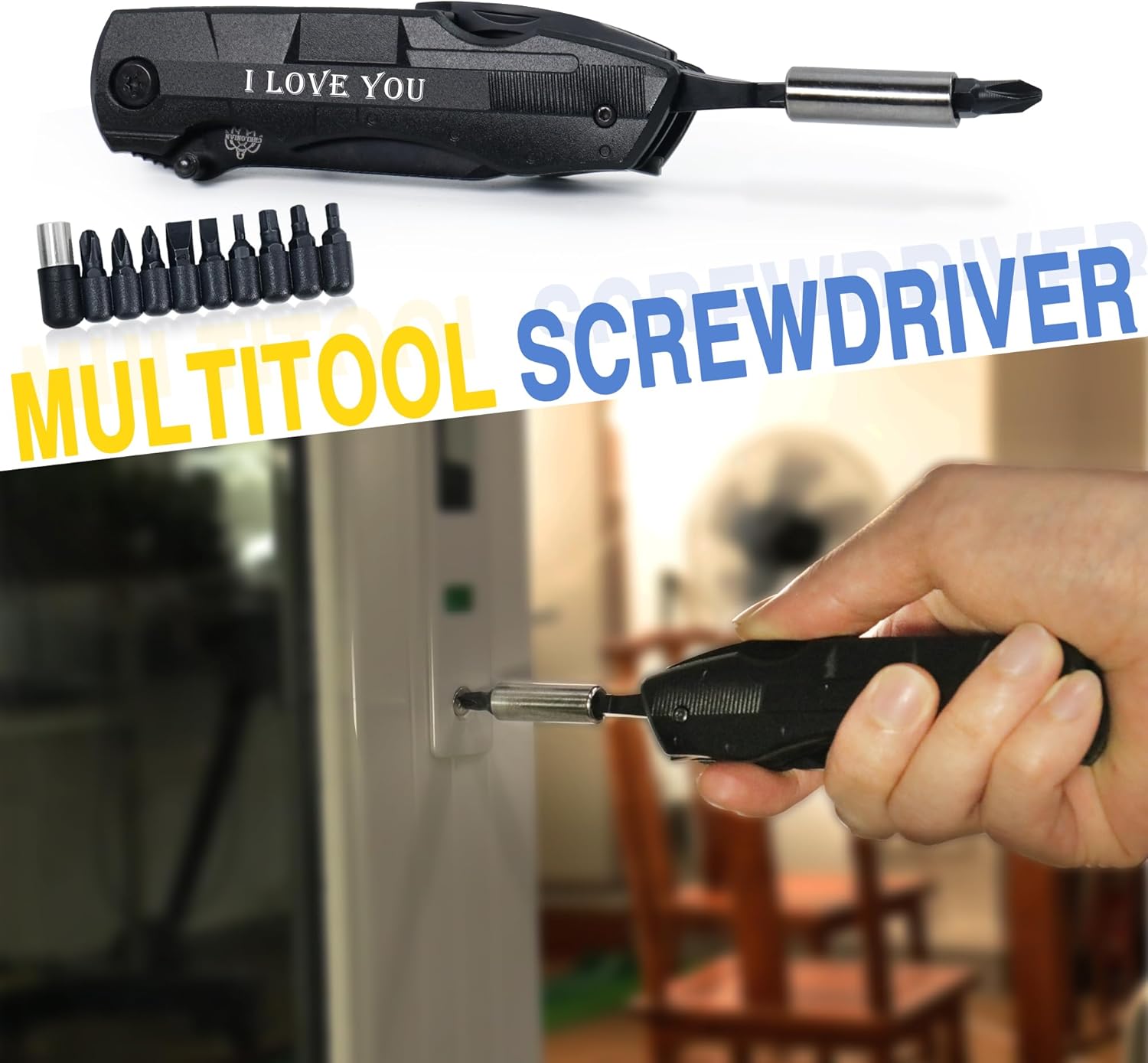 Stocking Stuffers for Men - The "I LOVE YOU" Engraved Multitool - 18-in-1 Christmas Gift for Men Adults Dad Husband Boyfriend Brother - Gift for Birthday Valentines Anniversary Fathers Day