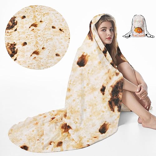 Admitrack - Cobija ligera de tortilla, manta redonda de burrito, cobija redonda graciosa y realista de comida, manta novedosa de burrito para
