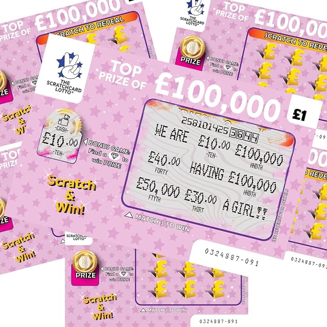 Pack of 6 Baby Pregnancy Announcement Reveal Lottery Scratch Cards Fun Way To Announce Your Pregnant Novelty Fake Scratchcards Gift (It's A Girl)