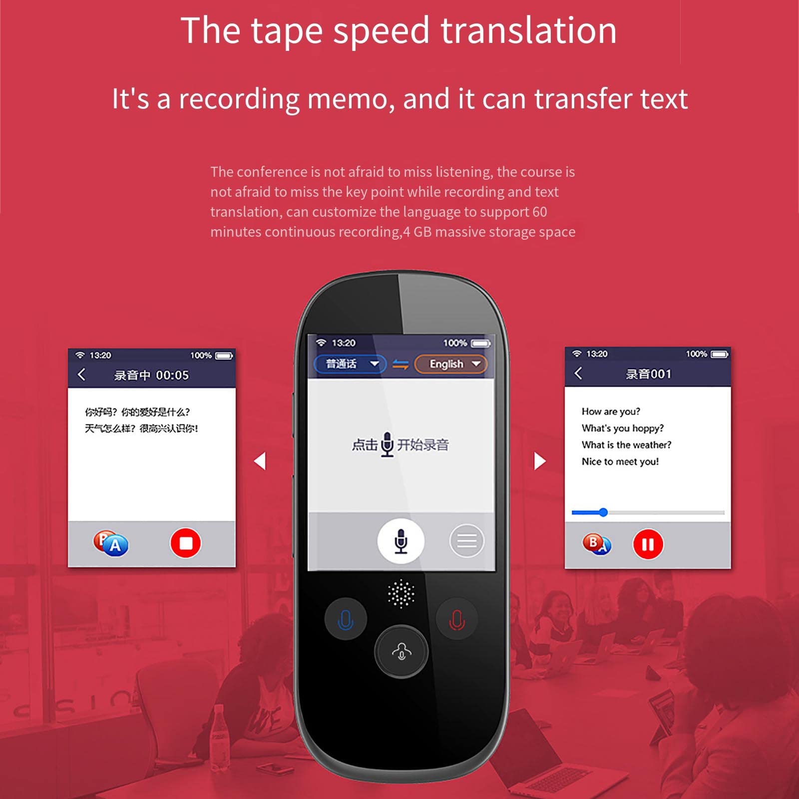 Appareil intelligent de traducteur de langue instantanée – Appareil de traducteur de langue classique, appareil de traducteur de langue électronique, traduction de photos vocales, transmission