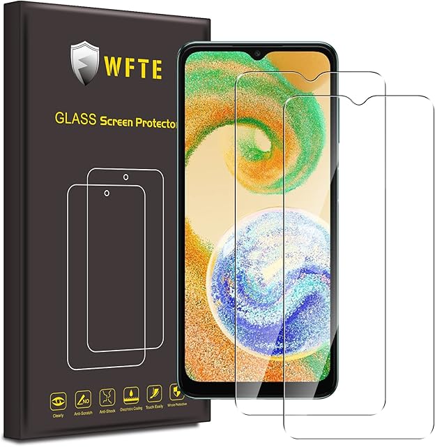 WFTE [2-Pack Screen Protector for Samsung Galaxy A04S/A04/A03S,Anti-Scratch,Anti-fingerprint,Bubble-Free,Dust-Free Premium Screen Protector Tempered Glass For Samsung Galaxy A04S/A04/A03S