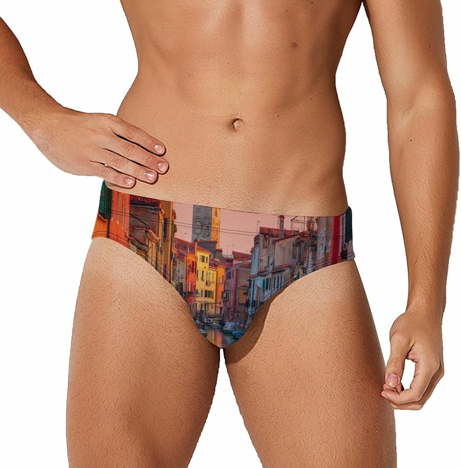 Canals Venice Italy Sunset Men's Swimwear Bikini Swimming Briefs Stretchy Swimsuits Board Surf Shorts Trunks