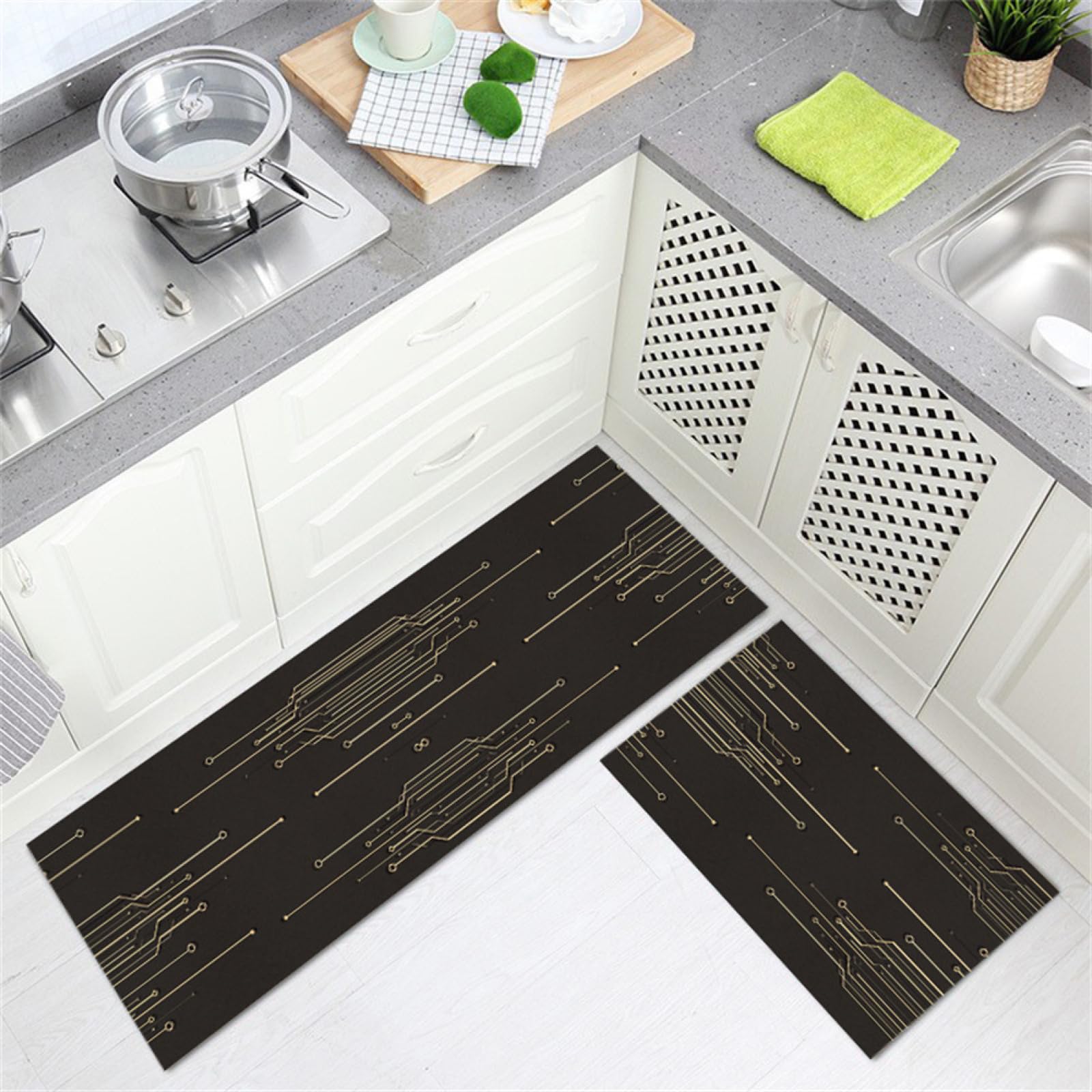 Tapis couloir 40x60cm et tapis cuisine lavable absorbant pour sol intérieur de maison