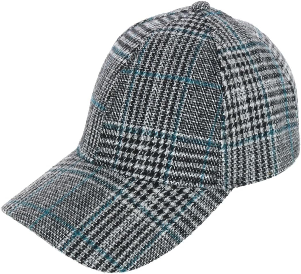 David & Young Women's Menswear Houndstooth Plaid Baseball Cap