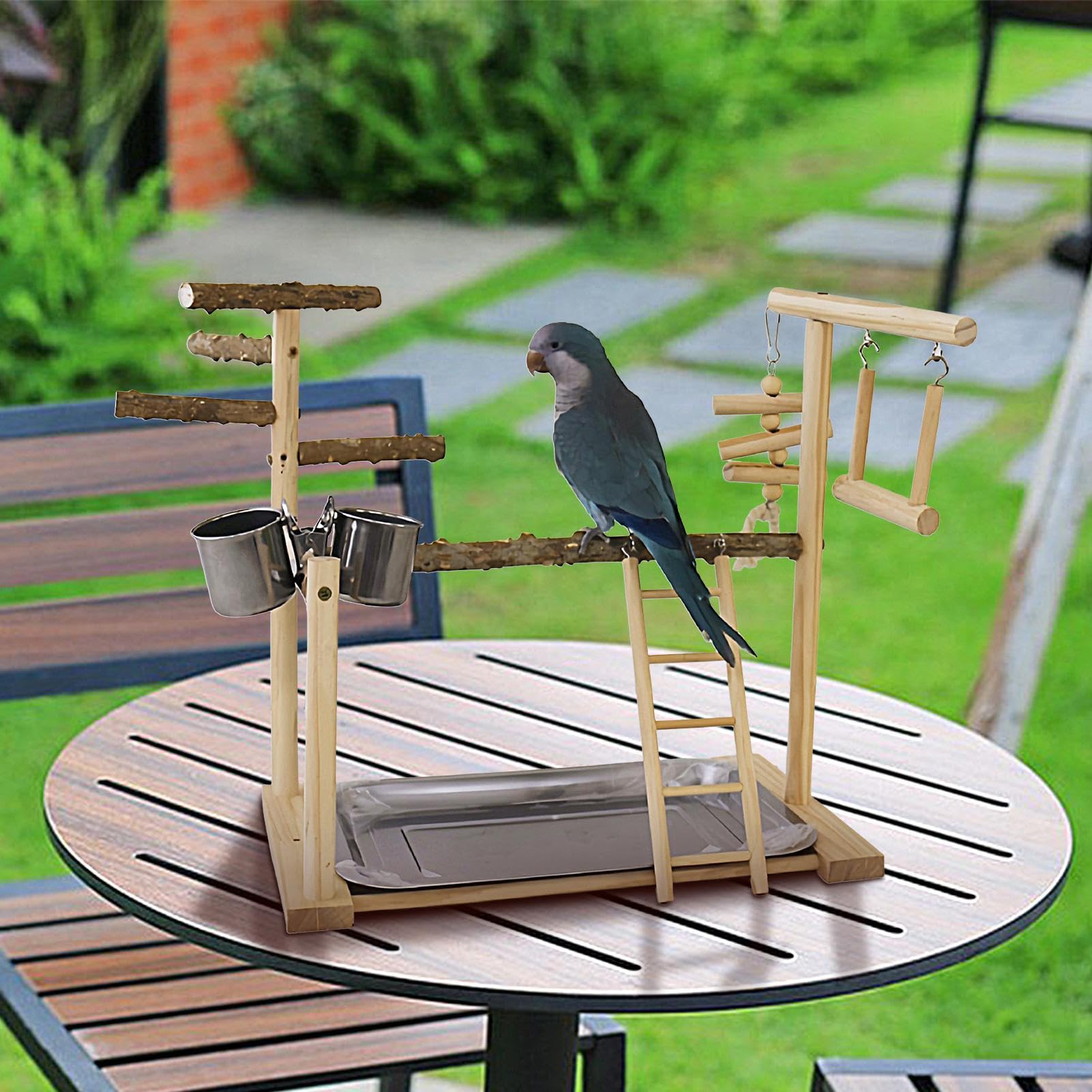 Support de pour oiseaux – Perchoir avec à mâcher balançoires, , perchoirs robustes pour oiseaux | d'exercice pour calopsitte perruche Maison Cage Interaction