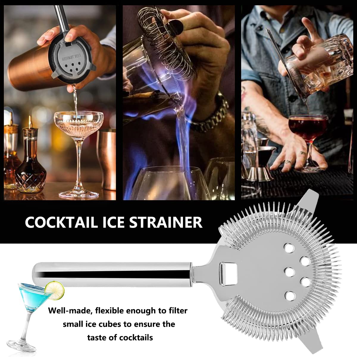 Zhenghebuy Filtro per cocktail, filtro per ghiaccio per bevande, filtro per cocktail, colino a rete fine pratico e multifunzionale per bar, cucina, casa