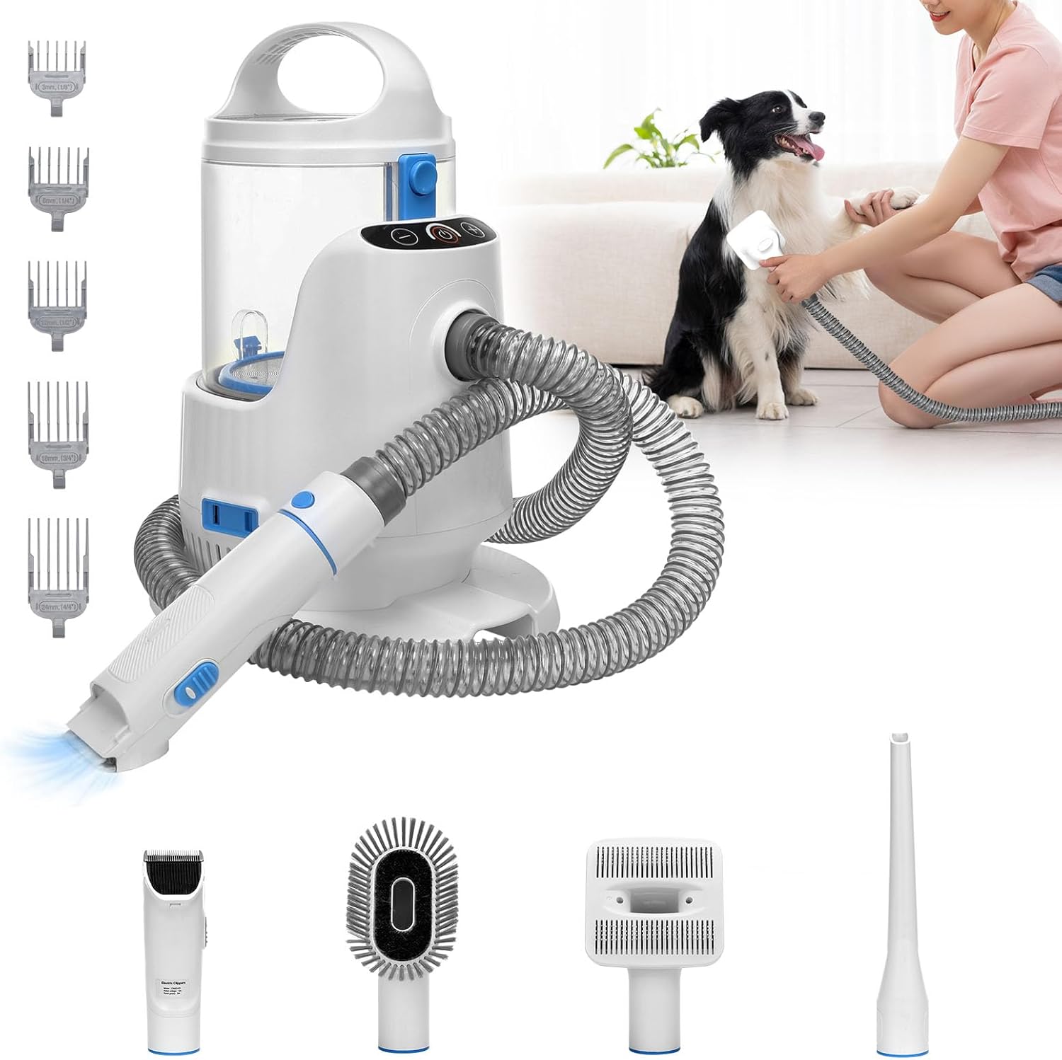 Petmolico Pet Grooming Vacuum Set for Dog 13000PA Suction Dog Vacuum Grooming Kit with 2.8L Large Cup for Shedding Grooming Include 4 Hair Clipper Combs