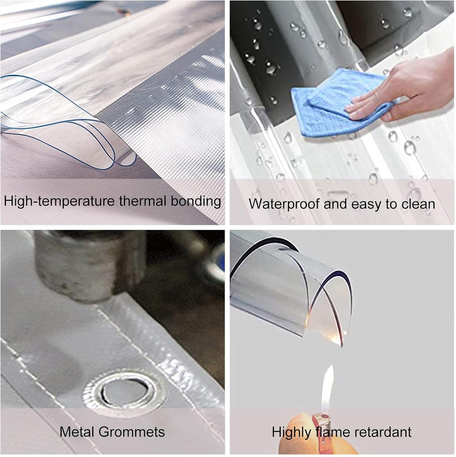 Jolan PVC Waterproof Tarpaulin with Grommets,Outdoor Clear Tarp Curtains with Zip Doors,Partition Curtains,Pergola Gazebo Porch Carport Grey Transparent Tarpaulin Side Panels,W×H-1×2.5m(3.3 * 8.2ft)