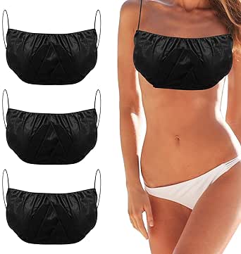 150 Pcs Disposable Bra & Underwear Set For Spa - Black Non-Woven Tanning Underwear For Women