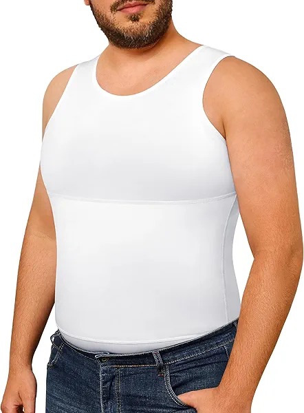 Eleady Gynecomastia Compression Shirt Men - Body Shaper Tank Top Mens Slimming Undershirt Slimming Shirts Plus Size