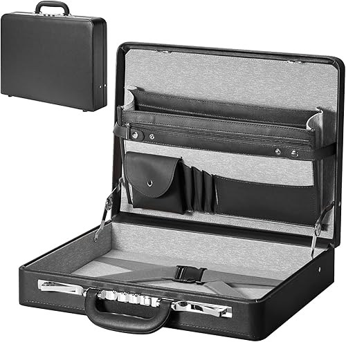 Maletines para hombre, maletín antirrobo con bloqueo de onda larga con compartimento para laptop de 16 pulgadas, piel sintética impermeable,