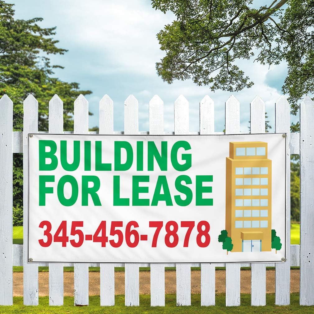 Custom Industrial Vinyl Banner Building for Lease Phone Number Weatherproof Yard Signs 24x36inches