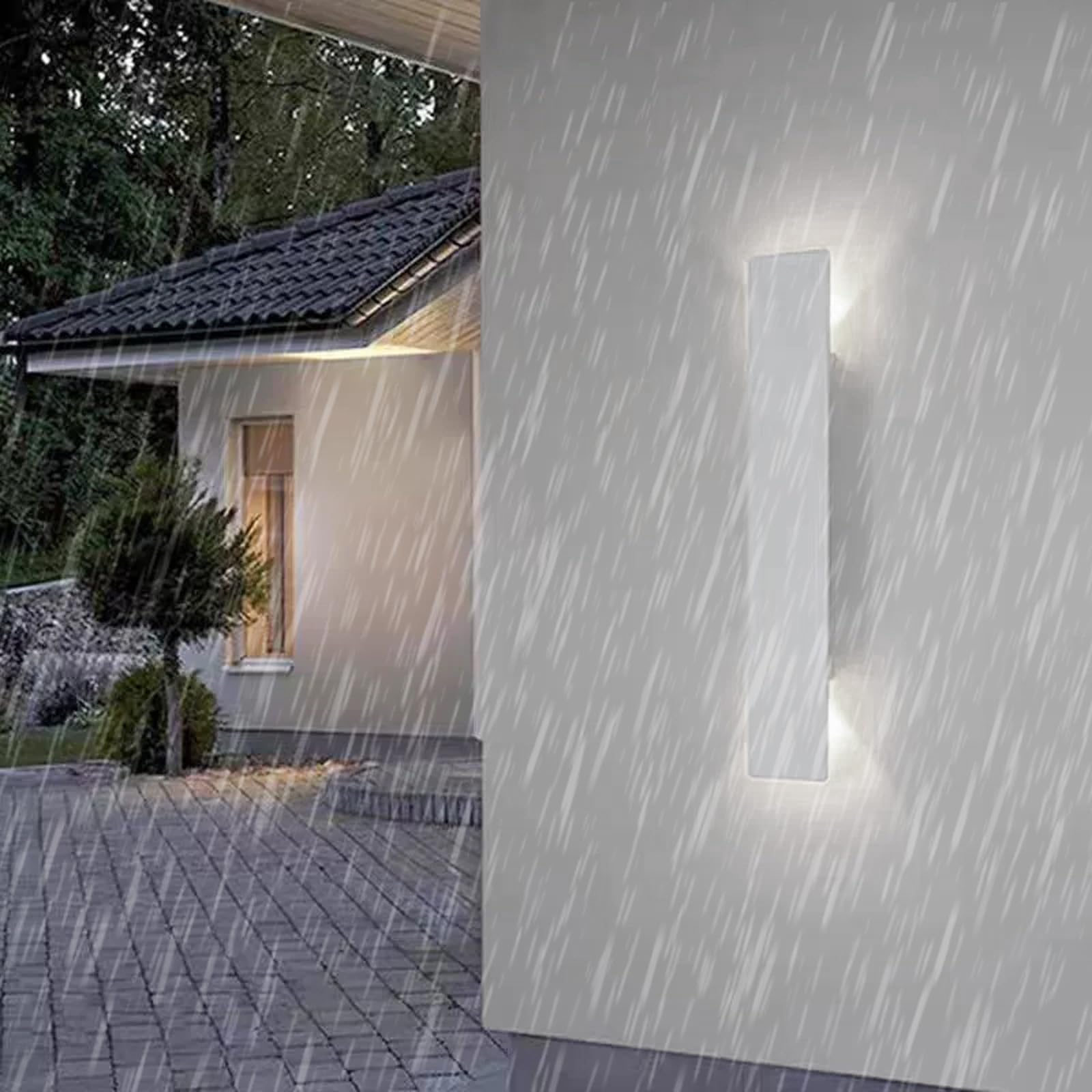 HELCEKOU LED Outdoor Wall Light Modern IP65 Waterproof Lamp Acrylic Aluminium Long Rectangular Sconce Industrial Minimalist Decorative for Garden Villa Corridor