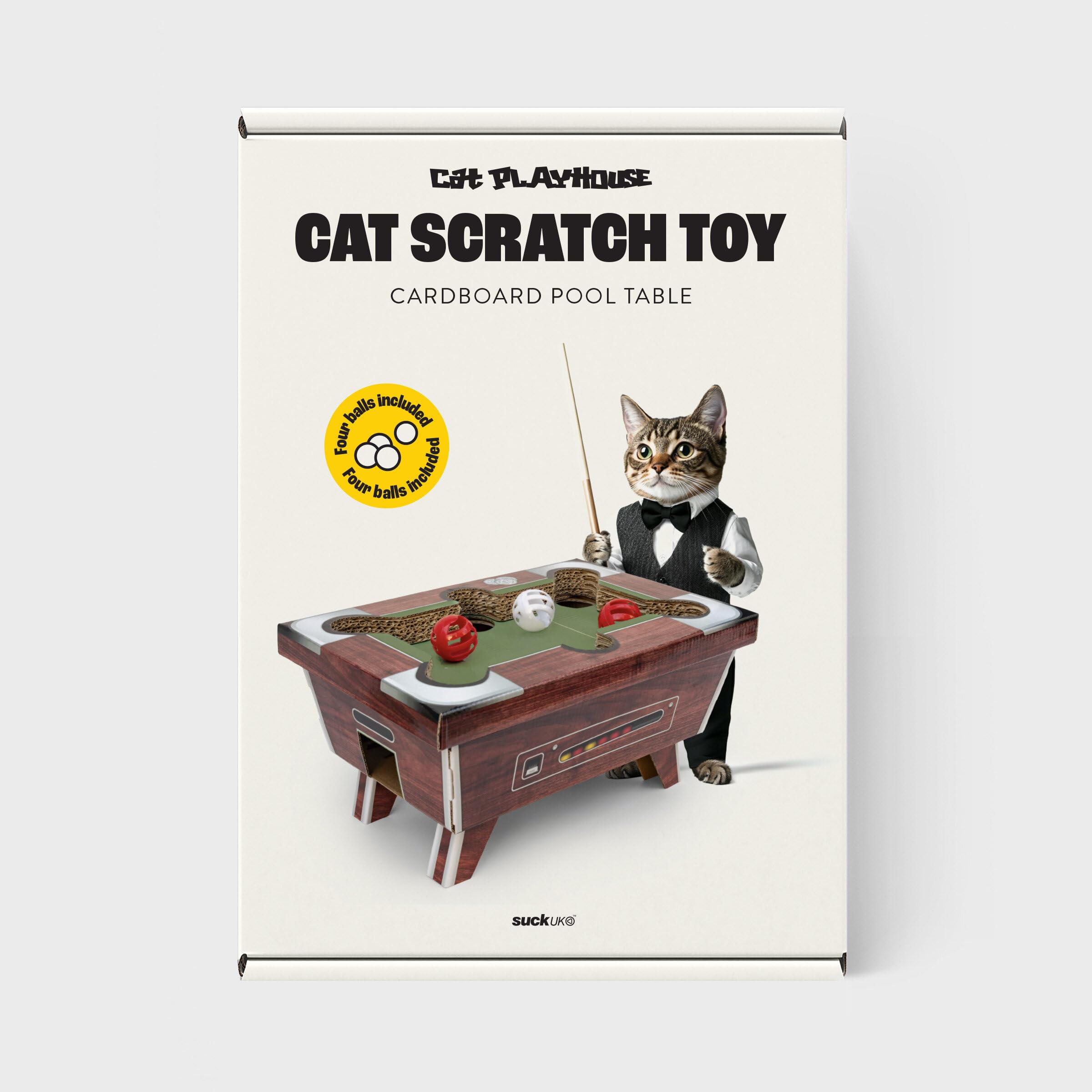 Suck UK - Jouet interactif pour chat | Jouets pour chats d'intérieur et chatons | Grattoir en carton | Griffoir avec balle pour jouer et enrichir | Empêche les chats de gratter les meubles – Table de