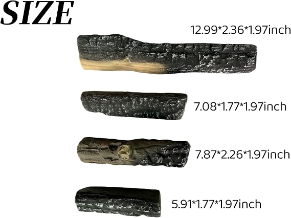 Gas Fireplace Logs, 4 Small Pieces of Ceramic Simulated Firewood for a Variety of Indoor Gas fireplaces, ventless, Gel, Ethanol, Electric or Outdoor fireplaces and fire pits