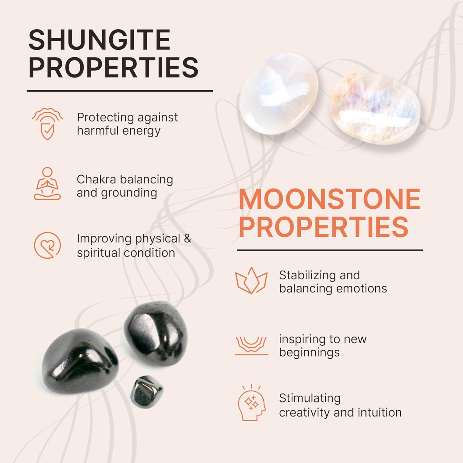 Karelian Heritage Shungite & Moonstone Stretchy Stone Bracelet for Women | Authentic Shungite Crystal Jewelry | Protective Powerful Defender Stone Bracelet | Healing Crystal BO31 - Image 9