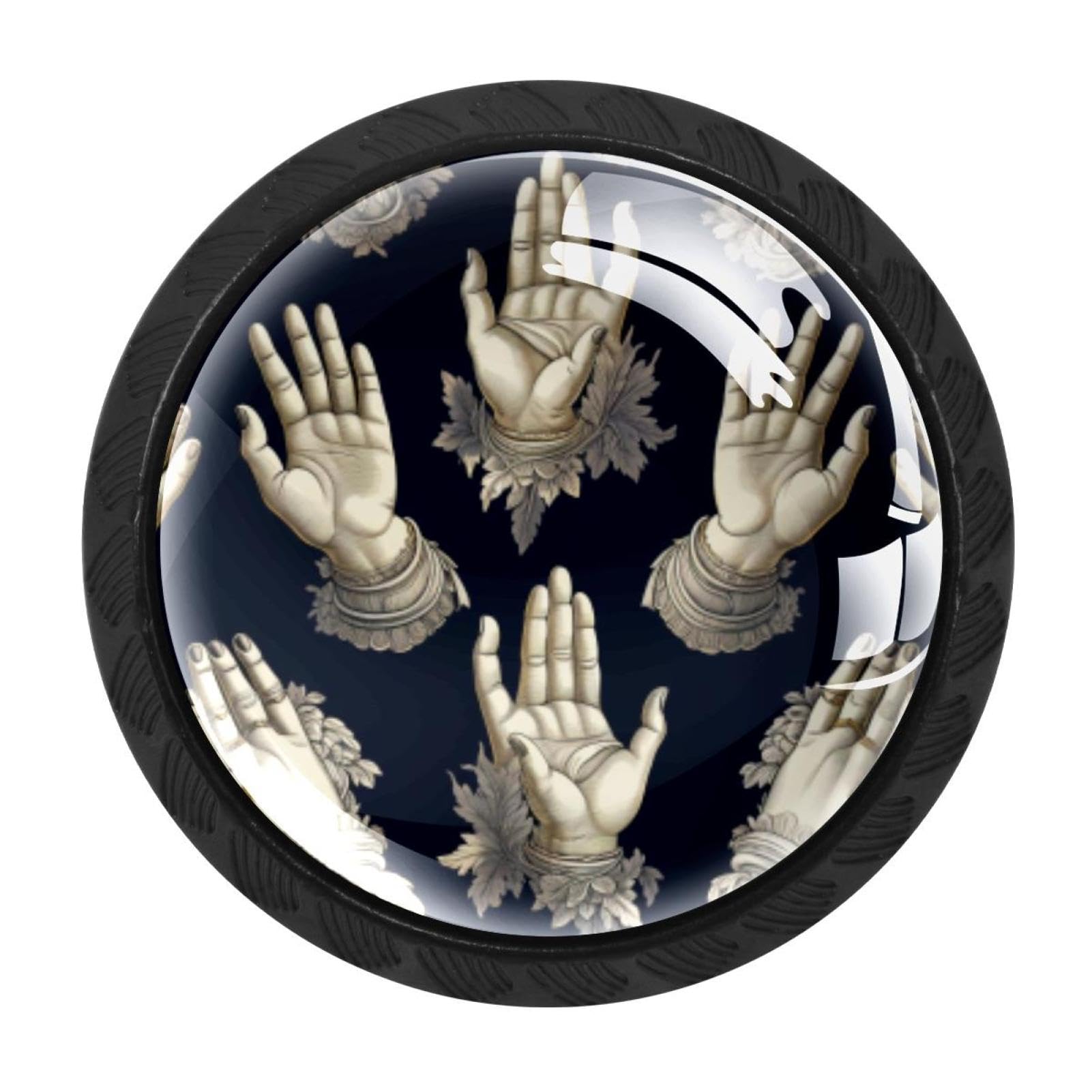 CHENZZZZ Praying Hands Drawer Knobs 4 Pack Crystal Dresser Knobs 35mm Glass Cabinet Knobs for Home Office Bathroom