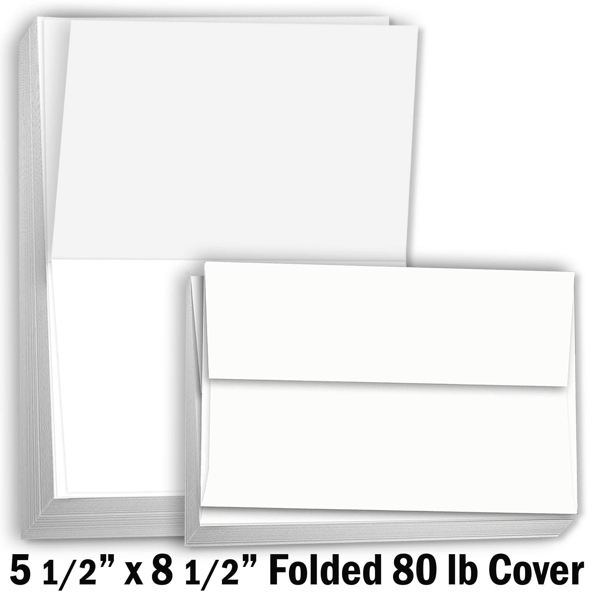 Hamilco - Tarjetas y sobres en blanco (cartulina blanca, 5.5" x 8.5" plegados, 100 unidades)