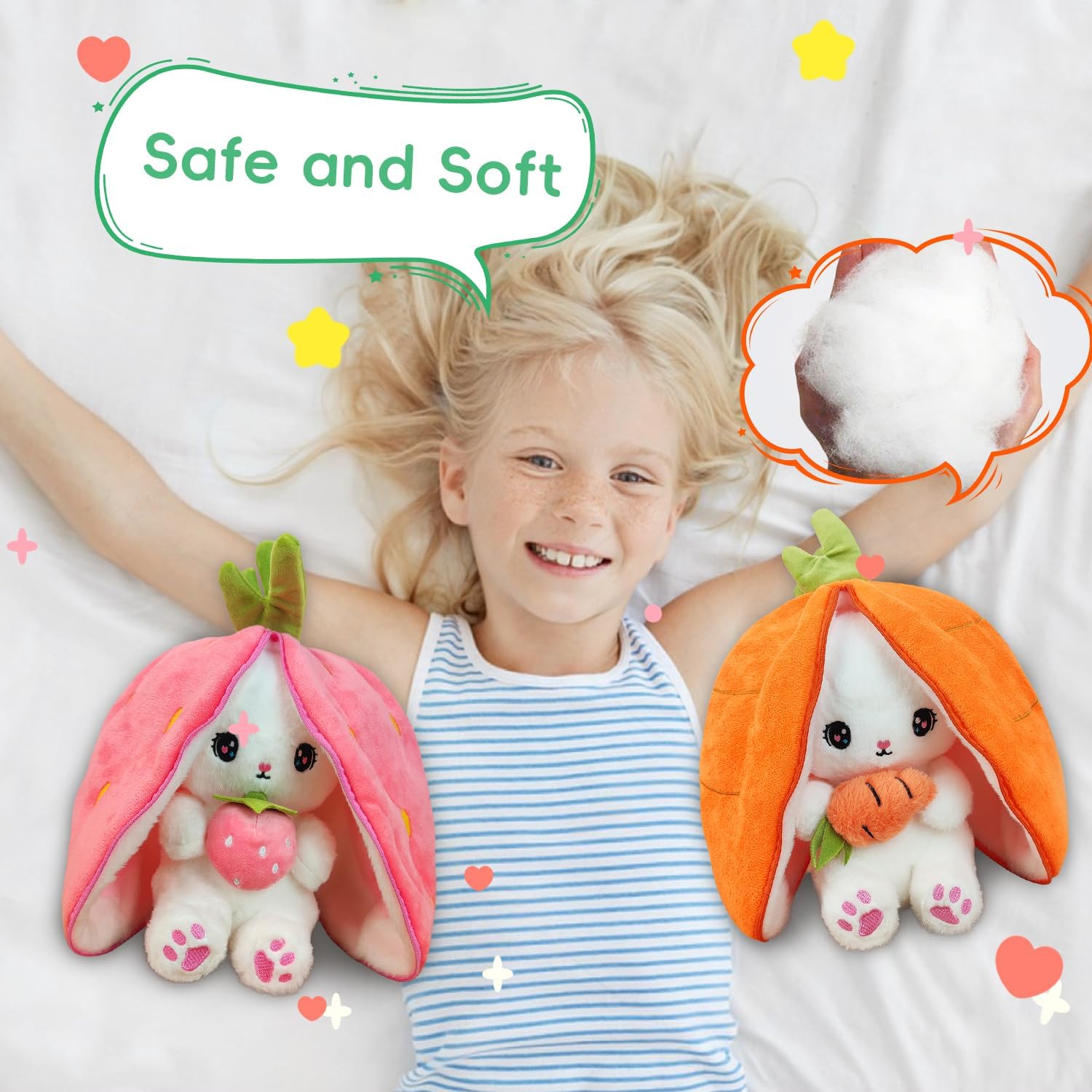 Reversible Bunny Stuffed Pillow