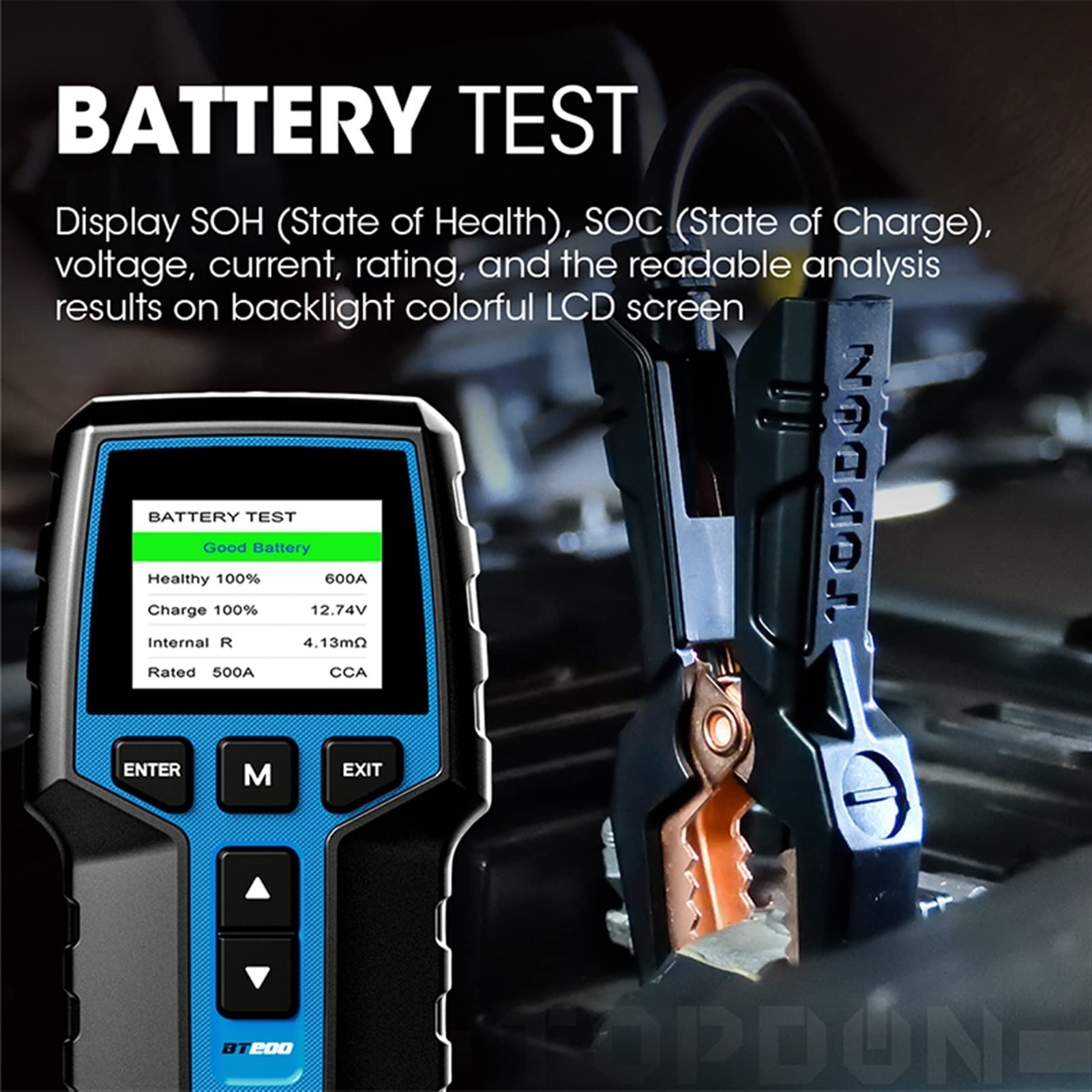 Comprobador de baterias de coche BT200 12V Probador de batería de automóviles DIGITAL AUTOMOTOR DIAGNÓSTICO DIAGNÓSTICO ANALIZADOR DE BATERÍA DE BATERÍA DEL VEHÍCULO Herramienta de escáner de carga