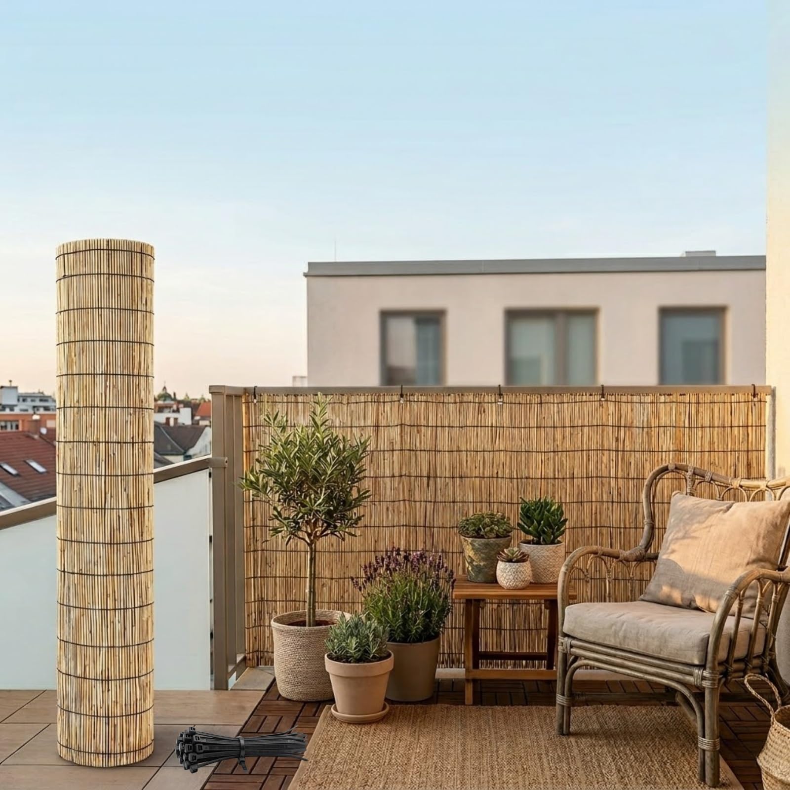 Canisse Roseau, Brise Vue Canisse Balcon, Palissade Jardin Exterieur Bois, Cache Vue Pare Vue Balcon, Paillasse pour Pergola, Brise Vue de Hauteur Canisse Bambou(Nature,91x792cm(3x26ft))